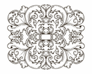 Isolated ornamental design. Ornamental elements for your designs. Black and white colors. Floral carving decoration for postcards, invitations, social media or wedding.