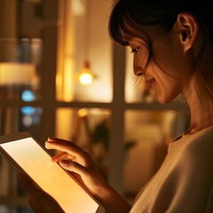 Close-up of a person adjusting smart lighting using phone 