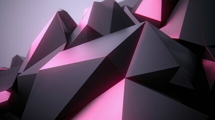 Fototapeta premium Abstract background showing pink light reflecting on dark polygonal surface