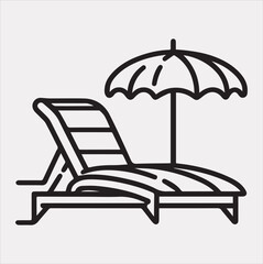 Sunbed icon Thin linear sunbed silhouette vector on a white background