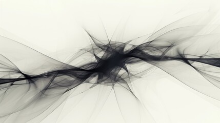 Obraz premium A minimalist background with a black fractal design on a light grey canvas