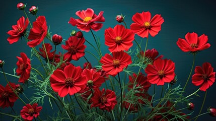 Red cosmos flowers 