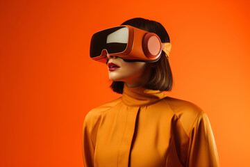 a woman wearing a virtual reality goggles