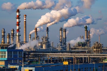 Fototapeta premium Environmental Impact of Unregulated Industrial Zones with Visible Emissions