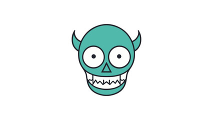 cartoon monster face smiling illustration on white background vector
