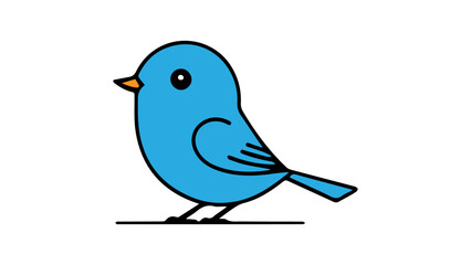 blue bird simple vector illustration on white background