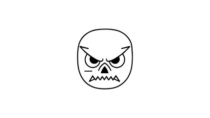 angry monster face outline simple vector illustration on white background