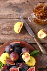 natural organic fig jam and fresh berries
