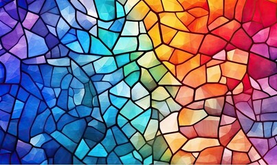Abstract Stained Glass Mosaic With Rainbow Colors