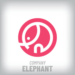 Creative round elephant modern logo. Corporate company and ecology-nature icon set. vector