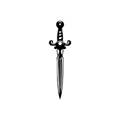 Silhouette sword isolated on white background