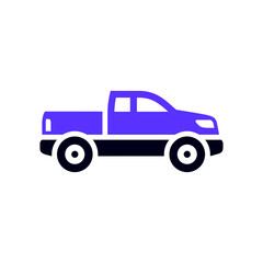 Pickup truck transport flat icon, side view