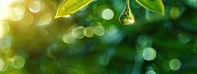 Obraz premium close-up of a drop of eucalyptus essential oil. Selective focus