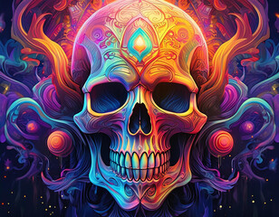 Surrealer Sch&auml;del - farbenfrohe psychedelische digitale Kunst