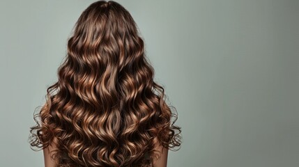 Fototapeta premium attractive girl with beautiful long curly brown hair generative ai