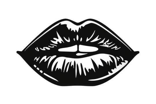 recommend clip art: lips icon black line art vector logo