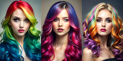 Naklejka premium beautiful. women's hairstyles, coloring, hair