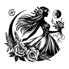 Muslim Women With Hijab, Silhouettes Vector Clipart