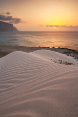 Beautifully formed dunes during sunset captured on Socotra - a unique island with unique plants and landscapes.