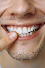 Obraz premium Closeup of a man smiling showing beautiful teeth.