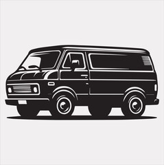van vector silhouette on a white background
