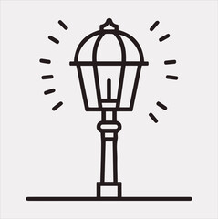 Street Lamp Thin line silhouette vector on a white background