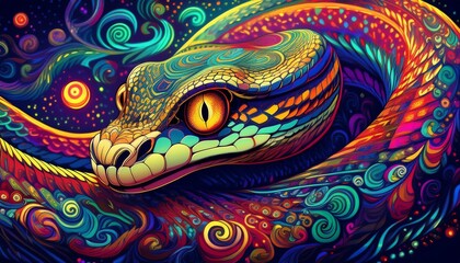 Obraz premium Psychadelic theme snake