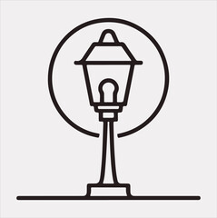 Street Lamp Thin line silhouette vector on a white background