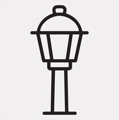 Street Lamp Thin line silhouette vector on a white background