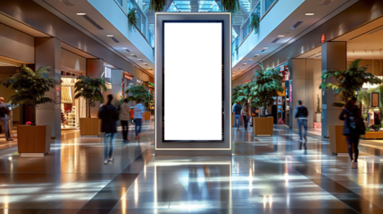 panneau publicitaire personnalisable pour maquette de présentation de publicité dans une galerie commerciale