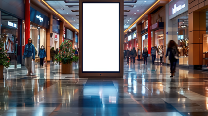 panneau publicitaire personnalisable pour maquette de présentation de publicité dans une galerie commerciale