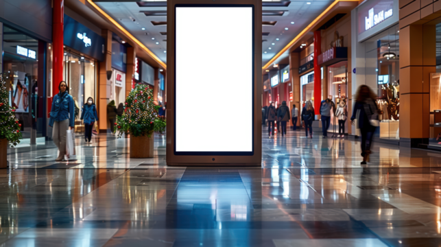 panneau publicitaire personnalisable pour maquette de présentation de publicité dans une galerie commerciale