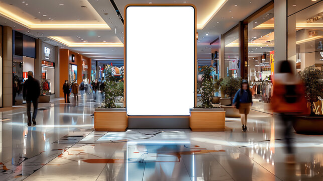 panneau publicitaire personnalisable pour maquette de pr&eacute;sentation de publicit&eacute; dans une galerie commerciale