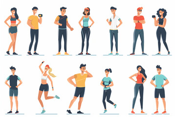Fototapeta premium A Colorful Cast of Characters Embracing Fitness and Wellness