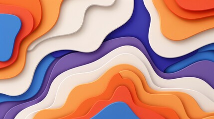 Abstract background forming colorful papercut layers with wavy shapes