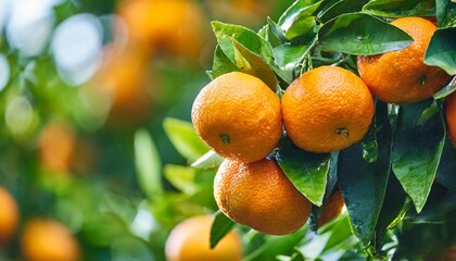 Tangerine tree or Citrus tangerina completely covered with ripe fruits. Great harvest in the orchard.