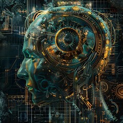 Concept of machine learning with brain 