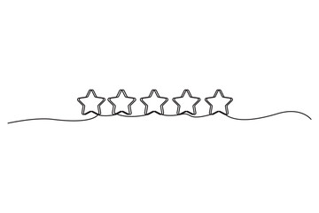 Continuous line stars. Five star rating. Minimalist vector design. Abstract outline drawing.