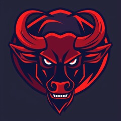 Fototapeta premium Fierce and angry cartoon bull mascot, illustration of a strong character