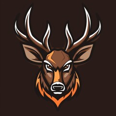 Naklejka premium Fierce and angry cartoon deer mascot, illustration of a strong character