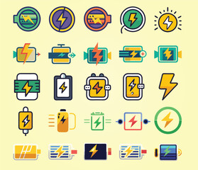 set of charging stroke icon collections
