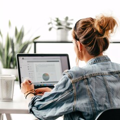 Detailed shot of a person attending a virtual meeting 