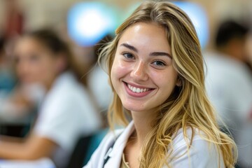 Fototapeta premium Medical student happy in university class.