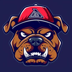 Fototapeta premium Bulldog mascot with baseball cap illustration