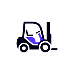 Forklift truck transport flat icon, side view