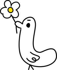 Duck with flower cartoon