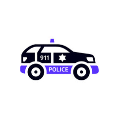 Police car transport flat icon, side view