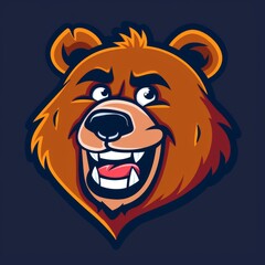 Positive and happy cartoon bear mascot, illustration of a cheerful character