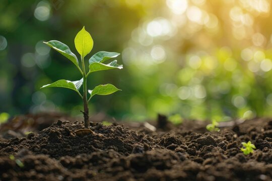 Arbor day with tree planting volunteering to save green environment and natural conservation concept