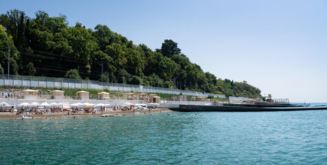 view of Bytkha beach in Sochi town